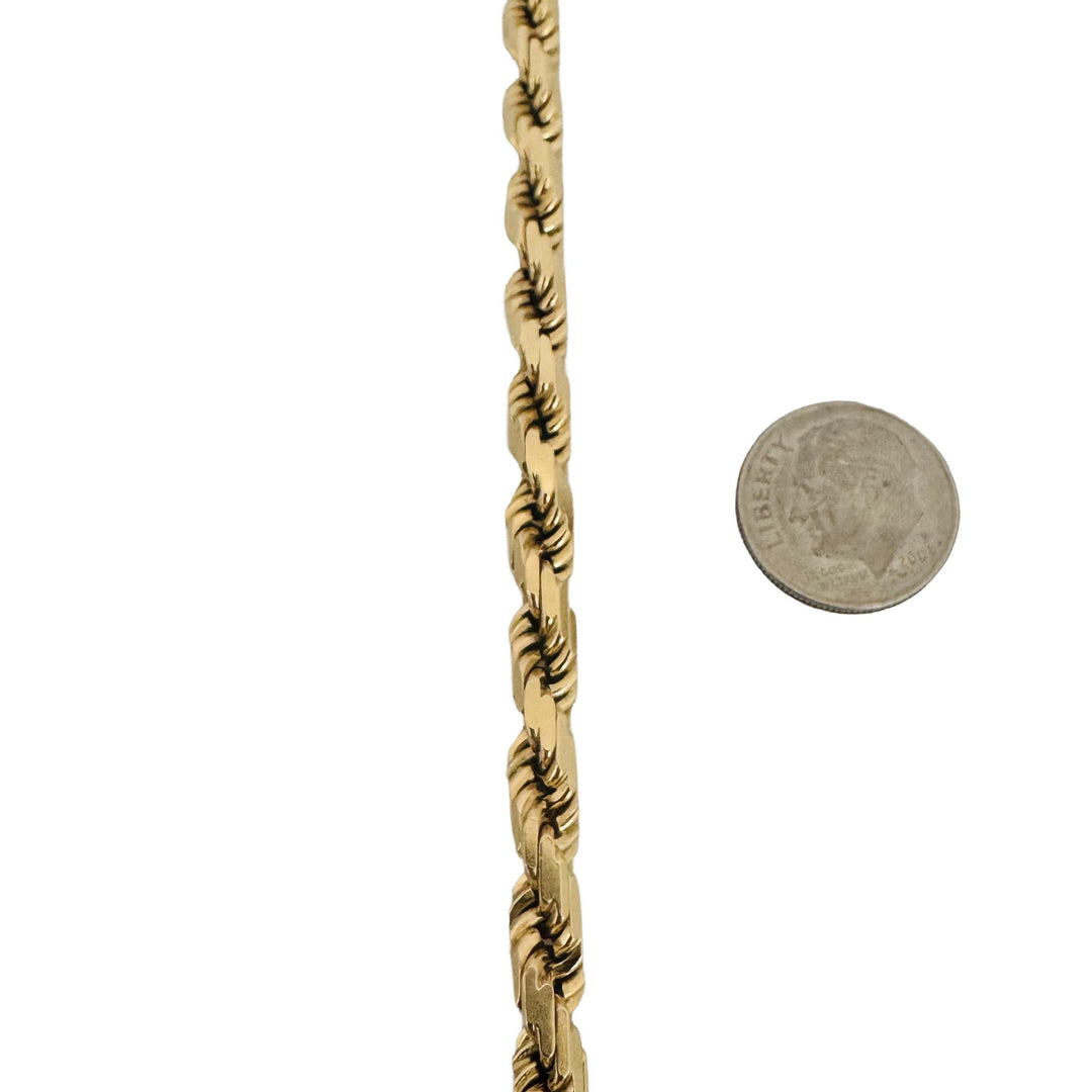 14k Yellow Gold 22g Solid Heavy 5mm Diamond Cut Ladies Rope Bracelet Italy 7.25"
