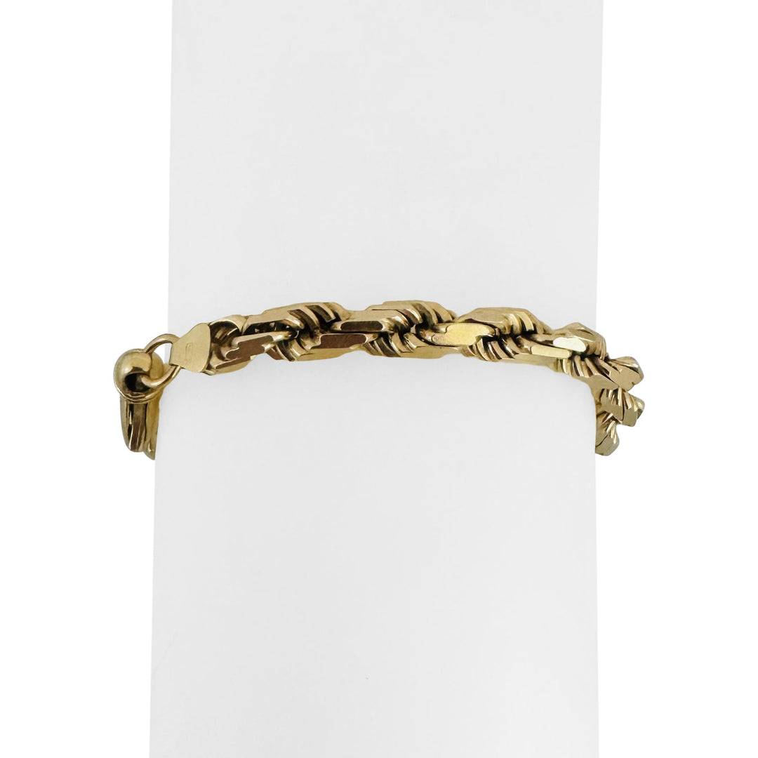 14k Yellow Gold 22g Solid Heavy 5mm Diamond Cut Ladies Rope Bracelet Italy 7.25"