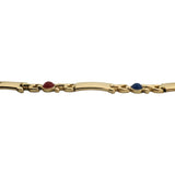 14k Yellow Gold 14.7g Multi Color Cabochon Glass Fancy Link Bracelet Italy 7.75"