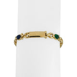 14k Yellow Gold 14.7g Multi Color Cabochon Glass Fancy Link Bracelet Italy 7.75"