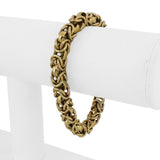 14k Yellow Gold 18.4g Thick 8mm Squared Byzantine Link Bracelet Italy 7.25"