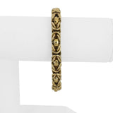 14k Yellow Gold 18.4g Thick 8mm Squared Byzantine Link Bracelet Italy 7.25"