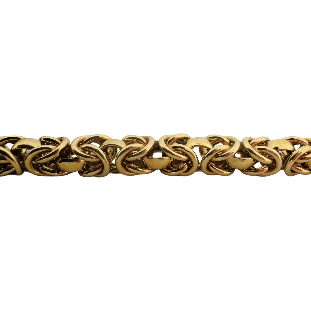14k Yellow Gold 18.4g Thick 8mm Squared Byzantine Link Bracelet Italy 7.25"