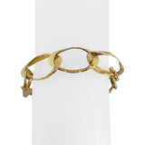 14k Yellow Gold 17.4g Ladies Hammered 10mm Abstract Oval Link Bracelet 7"