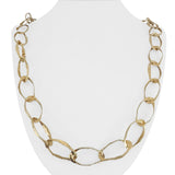 14k Yellow Gold 49.4g Long Hammered 12mm Abstract Oval Link Necklace 36"
