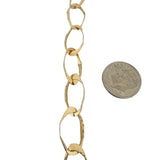 14k Yellow Gold 49.4g Long Hammered 12mm Abstract Oval Link Necklace 36"