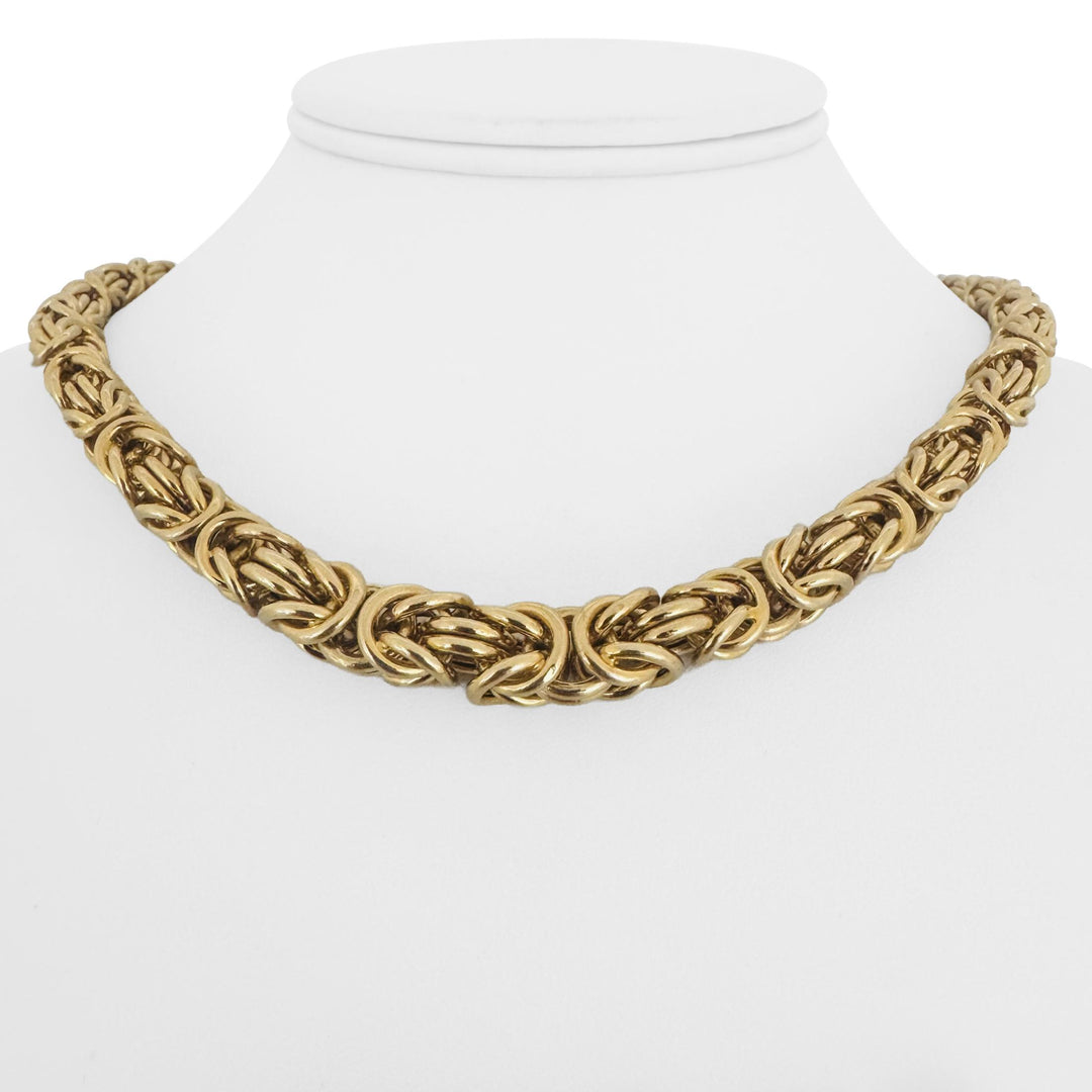 14k Yellow Gold 40.6g Thick Graduated Squared Byzantine Link Necklace Italy 17"