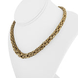14k Yellow Gold 40.6g Thick Graduated Squared Byzantine Link Necklace Italy 17"