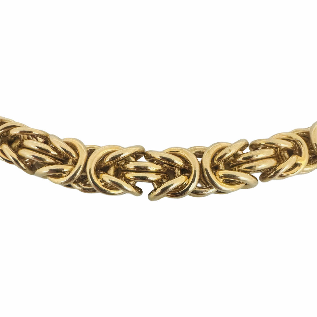 14k Yellow Gold 40.6g Thick Graduated Squared Byzantine Link Necklace Italy 17"