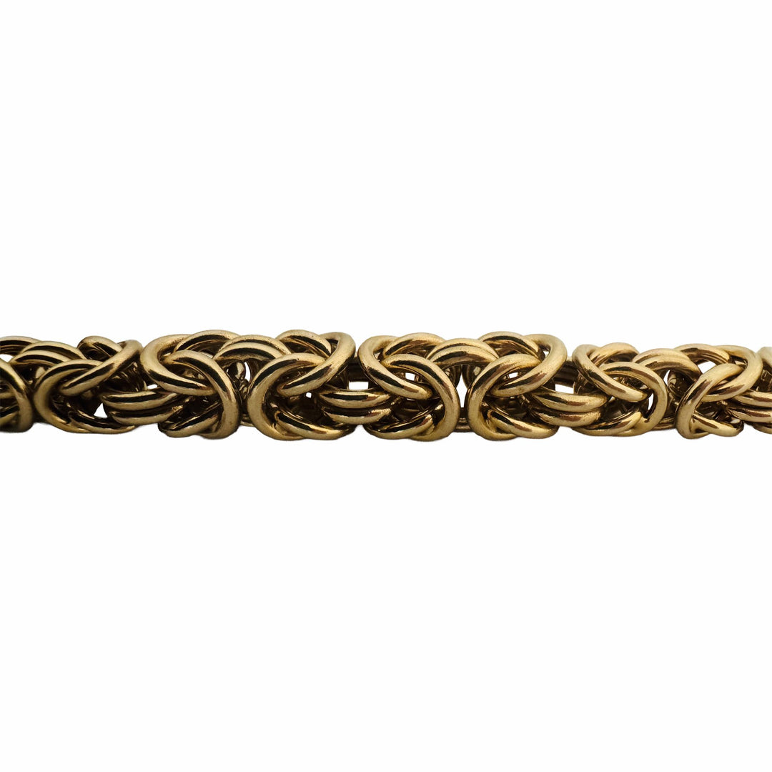 14k Yellow Gold 40.6g Thick Graduated Squared Byzantine Link Necklace Italy 17"