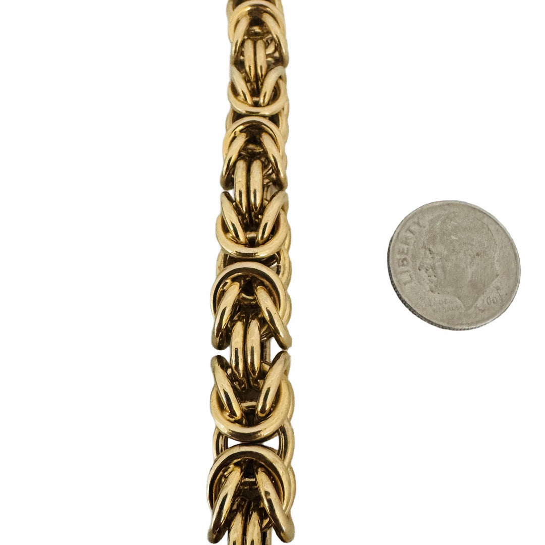 14k Yellow Gold 40.6g Thick Graduated Squared Byzantine Link Necklace Italy 17"