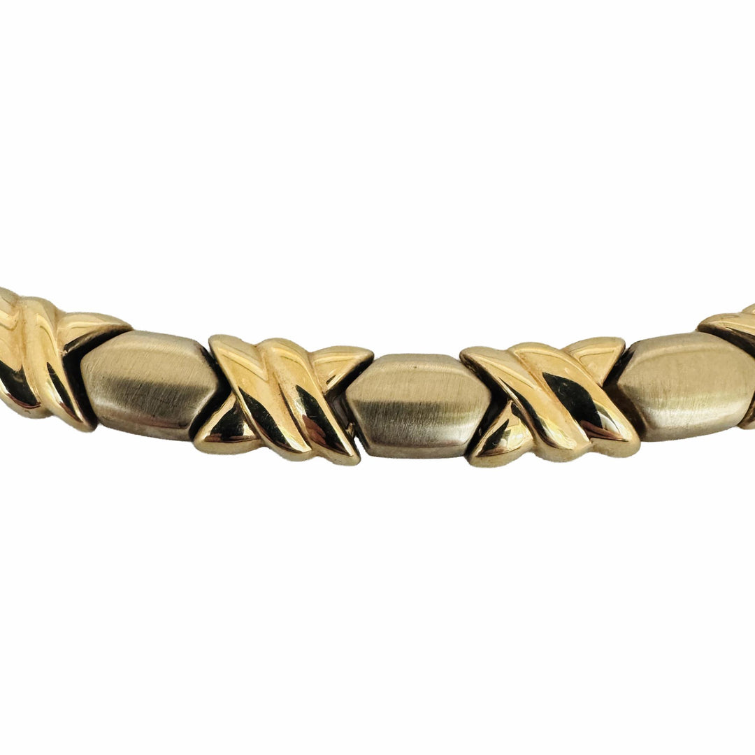 14k Yellow Gold 38.3g Ladies Fancy Hugs and Kisses XO Link Necklace 17"