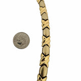 14k Yellow Gold 38.3g Ladies Fancy Hugs and Kisses XO Link Necklace 17"