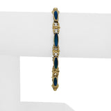 14k Yellow Gold and Opal 13g Ladies Fancy Link Bracelet 7"