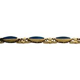 14k Yellow Gold and Opal 13g Ladies Fancy Link Bracelet 7"
