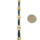 14k Yellow Gold and Opal 13g Ladies Fancy Link Bracelet 7"