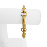 18k Yellow Gold 37g Brushed Finish Vintage Curved Bar Link Bracelet Italy 7.75"