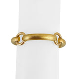 18k Yellow Gold 37g Brushed Finish Vintage Curved Bar Link Bracelet Italy 7.75"