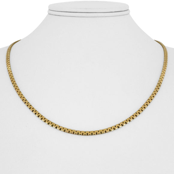 14k Yellow Gold 13.6g Solid Vintage 2.8mm Flattened Box Link Necklace Italy 19