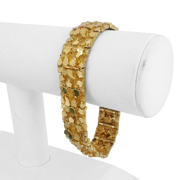 14k Yellow Gold 45.2g Solid Heavy 16mm Chunky Nugget Link Bracelet 7.75