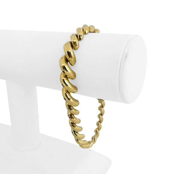 14k Yellow Gold 13.8g Beveled Graduated San Marco Link Bracelet Peru 7.75