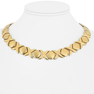14k Yellow Gold 42.7g Heavy Thick Hugs and Kisses XO Link Necklace Italy 17"