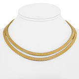 14k Yellow Gold 78g Very Heavy Vintage Double Strand Squared Snake Necklace 15"