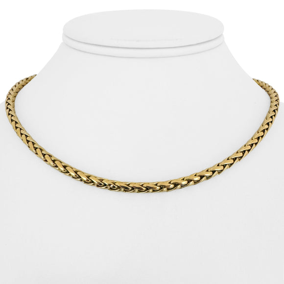 14k Yellow Gold 14g Ladies Polished 4mm Wheat Link Chain Necklace Italy 16