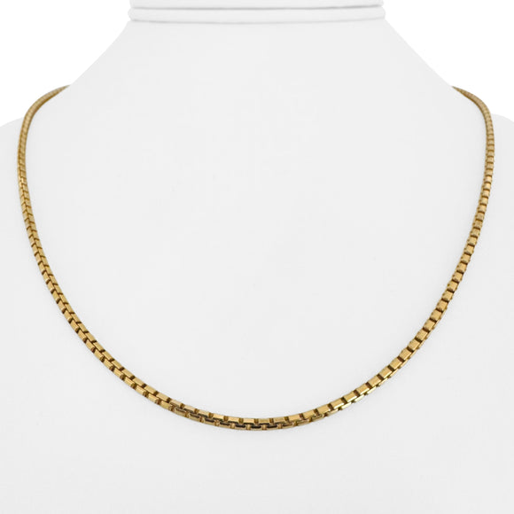 14k Yellow Gold 11.4g Solid Thin 2mm Box Link Chain Necklace Italy 18