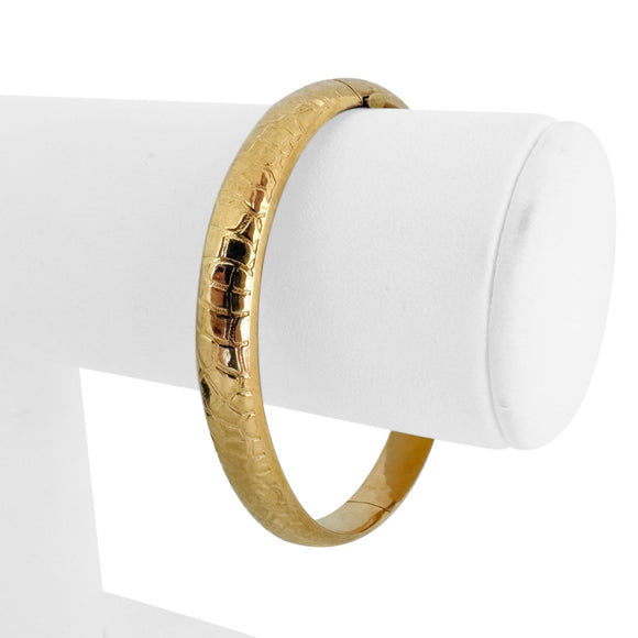 14k Yellow Gold 10g Ladies Vintage 8mm Textured Patterned Bangle Bracelet 6.5