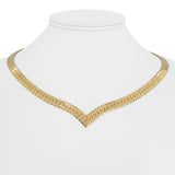 14k Yellow Gold 31.8g Solid Heavy 6mm Herringbone Link Drop V Necklace Italy 18"