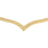 14k Yellow Gold 31.8g Solid Heavy 6mm Herringbone Link Drop V Necklace Italy 18"