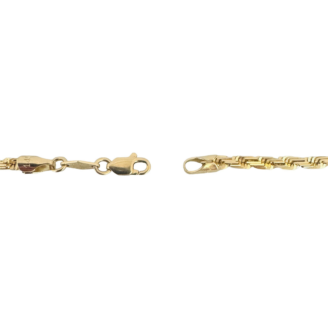 14k Yellow Gold 11g Solid Squared Edge 2.8mm Rope Chain Necklace 18"