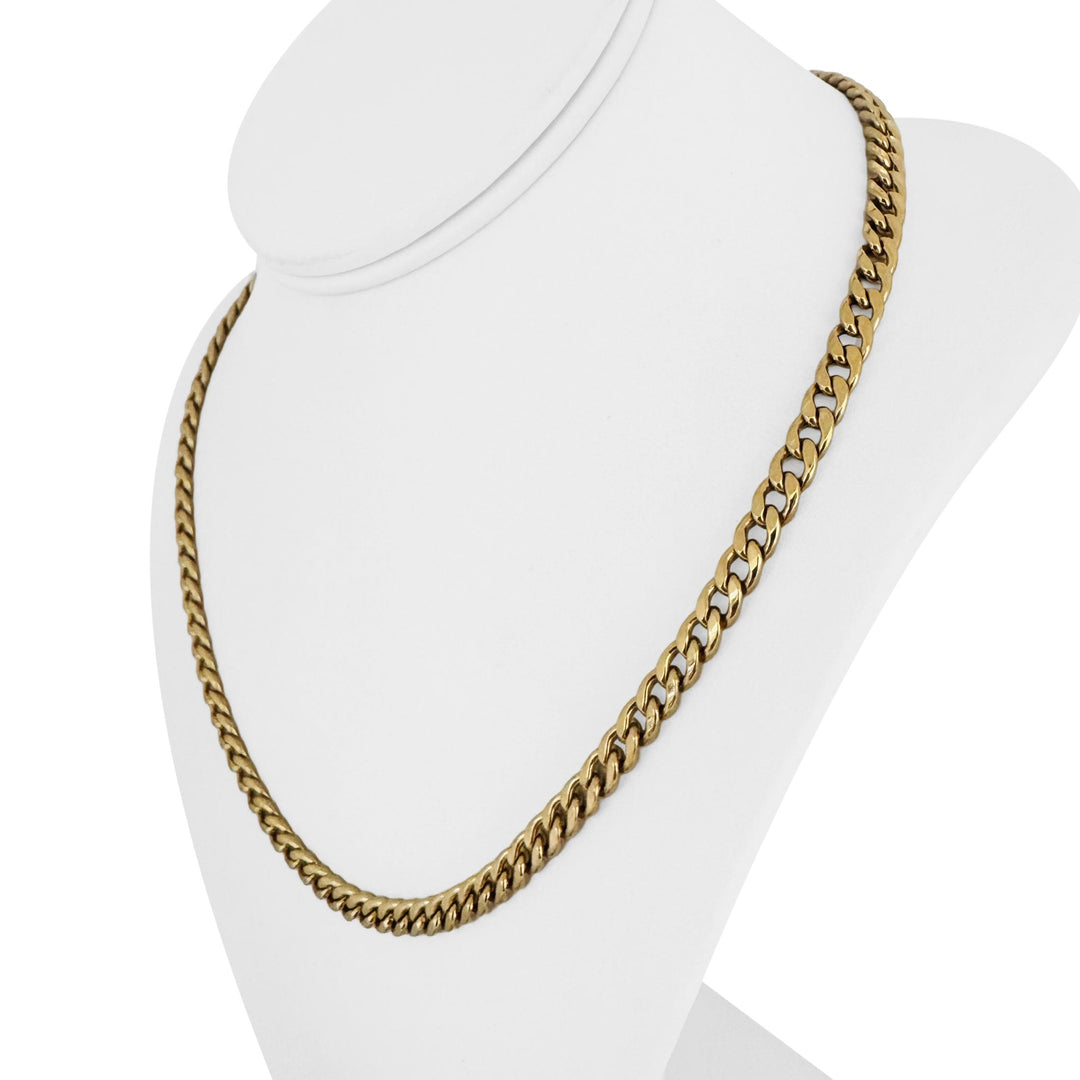 14k Yellow Gold 15.8g Hollow 5.5mm Curb Link Chain Necklace Italy 19.5"