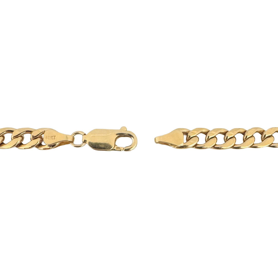 14k Yellow Gold 15.8g Hollow 5.5mm Curb Link Chain Necklace Italy 19.5"