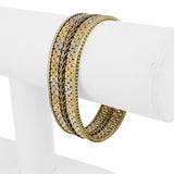 14k Yellow White and Rose Gold 43.3g Heavy Fancy Link Strap Bracelet Italy 7"
