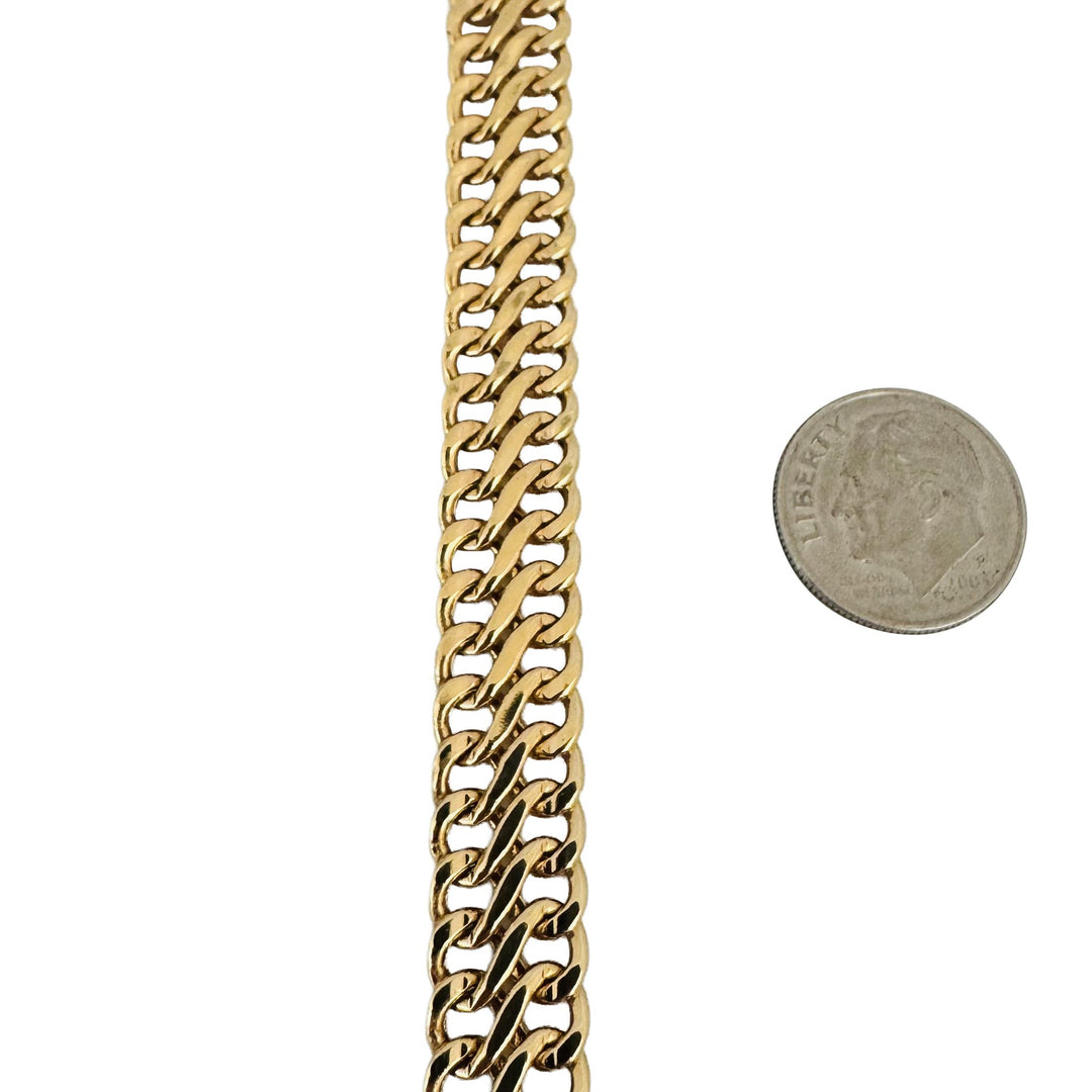 14k Yellow Gold 9g Vintage Ladies 10mm Fancy Curb Link Bracelet Italy 7.5"