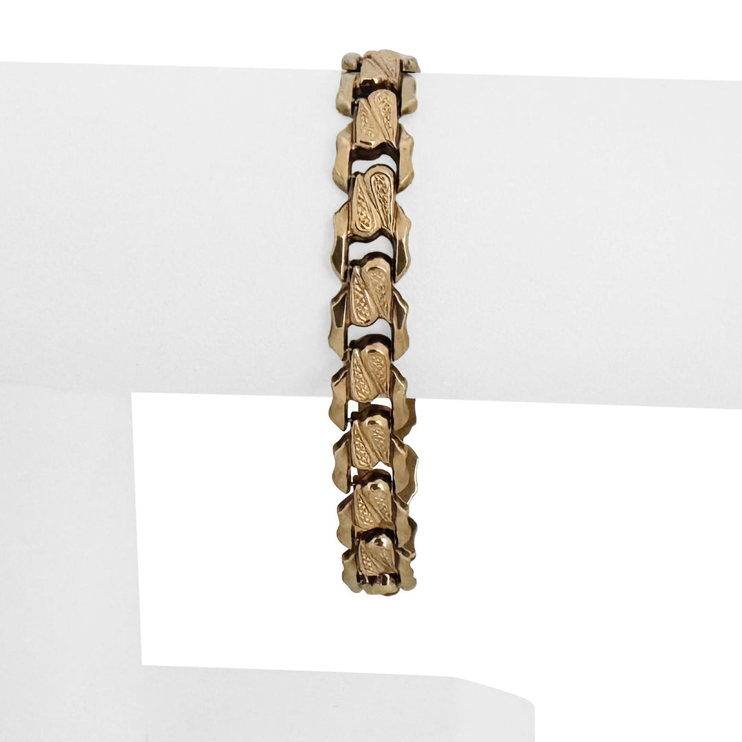14k Yellow Gold 10.1g Vintage Milor 9mm Fancy Link Bracelet Italy 7"