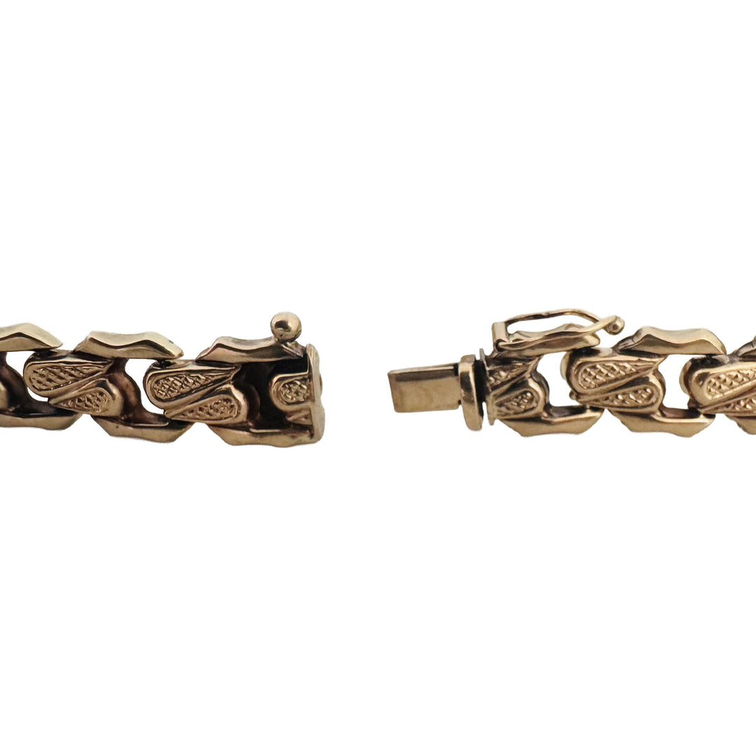 14k Yellow Gold 10.1g Vintage Milor 9mm Fancy Link Bracelet Italy 7"