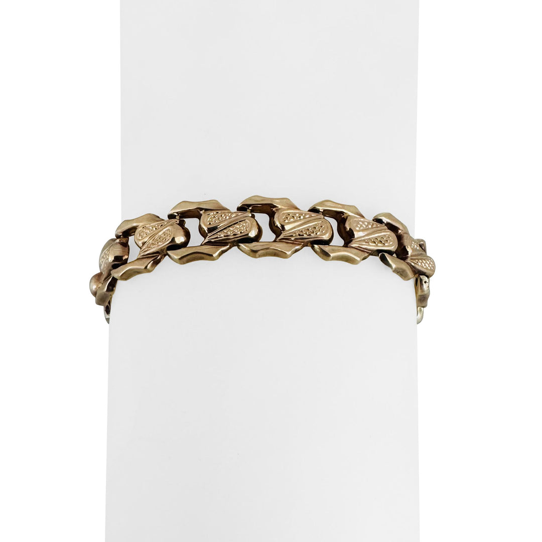 14k Yellow Gold 10.1g Vintage Milor 9mm Fancy Link Bracelet Italy 7"