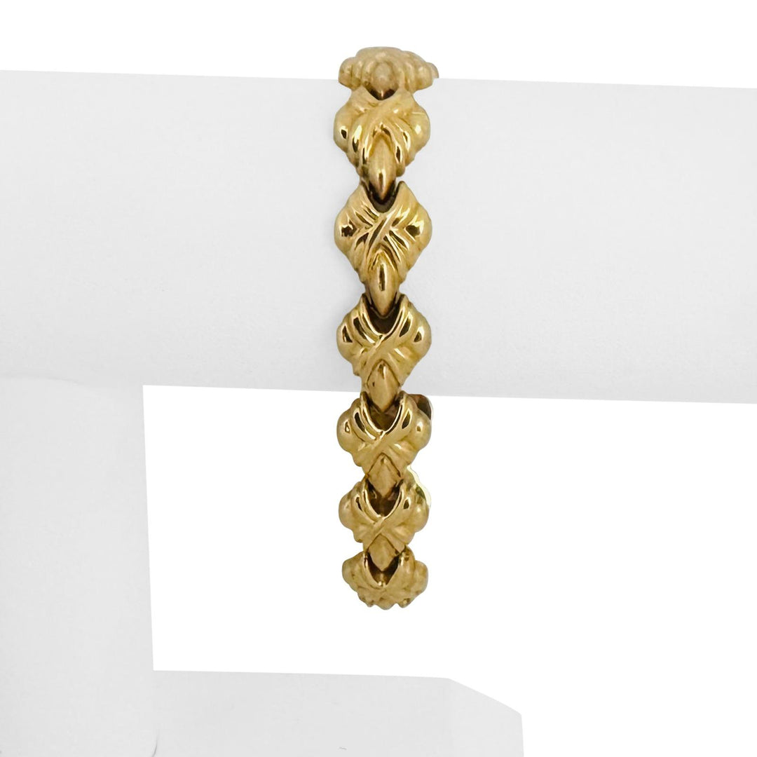 14k Yellow Gold 18.6g Vintage Polished 12mm Fancy Link Bracelet Italy 7.25"