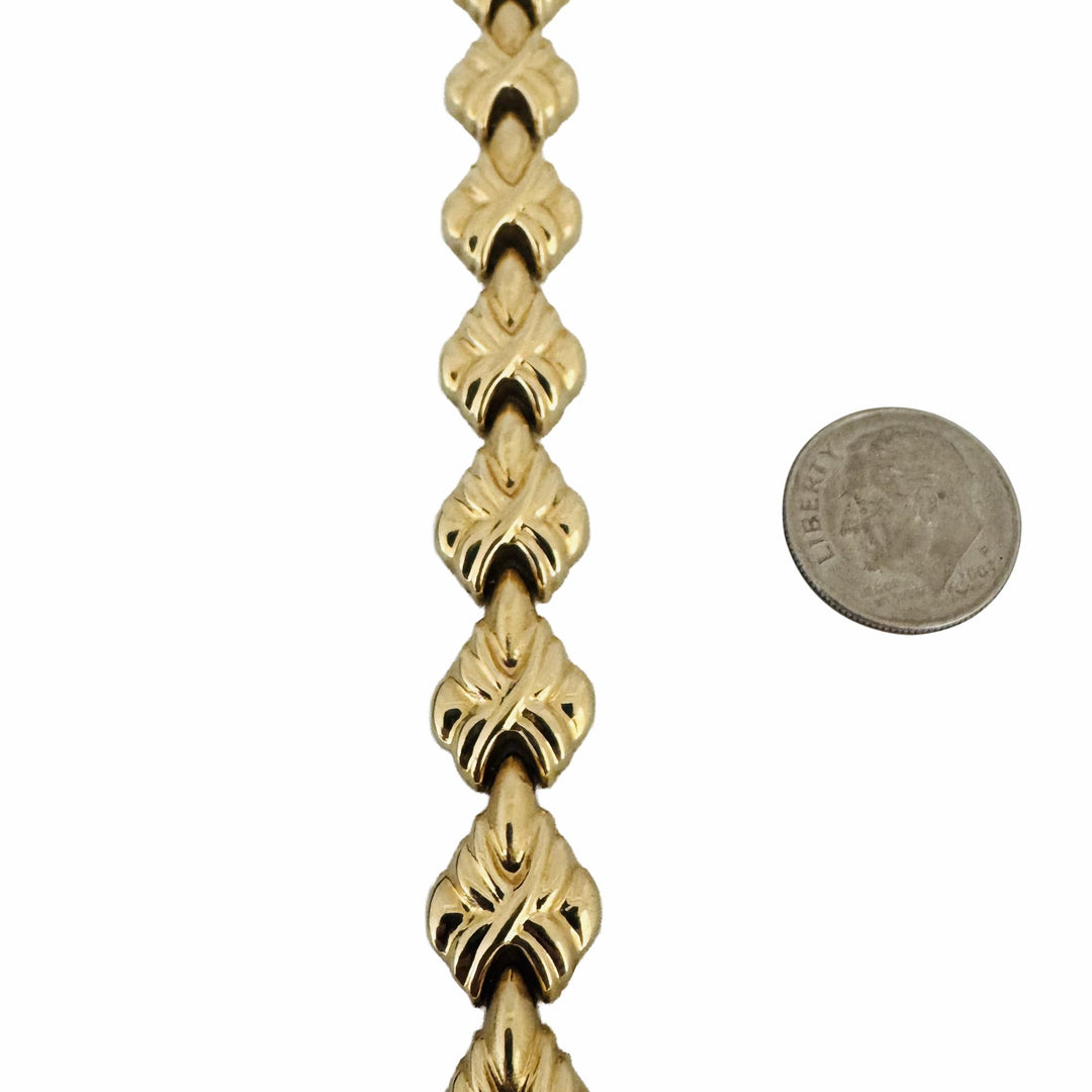 14k Yellow Gold 18.6g Vintage Polished 12mm Fancy Link Bracelet Italy 7.25"