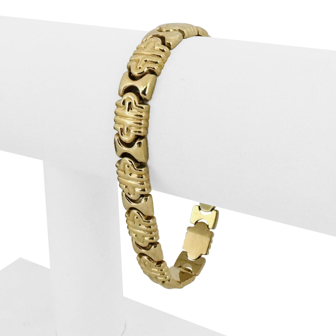 14k Yellow Gold 18.1g Vintage Polished 9mm Fancy Link Bracelet Italy 7"
