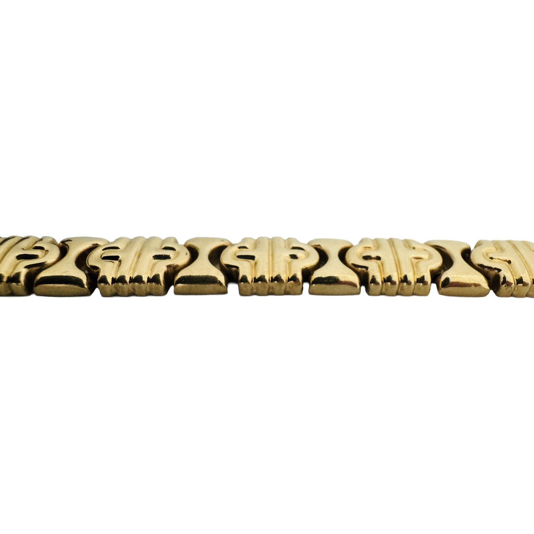 14k Yellow Gold 18.1g Vintage Polished 9mm Fancy Link Bracelet Italy 7"