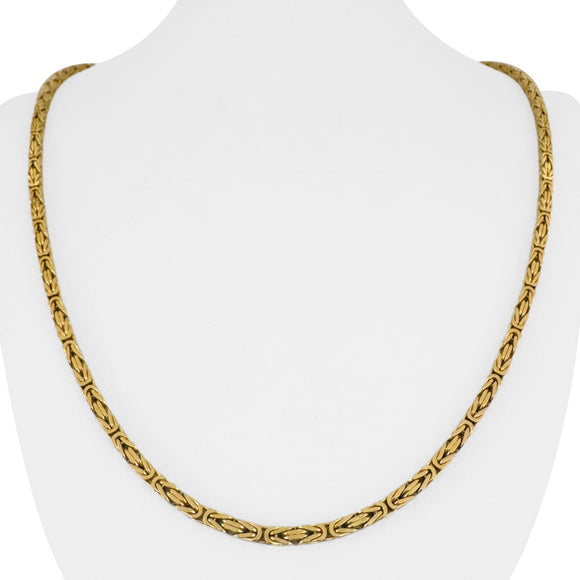 14k Yellow Gold 34.5g Solid Heavy 3mm Squared Byzantine Link Chain Necklace 24