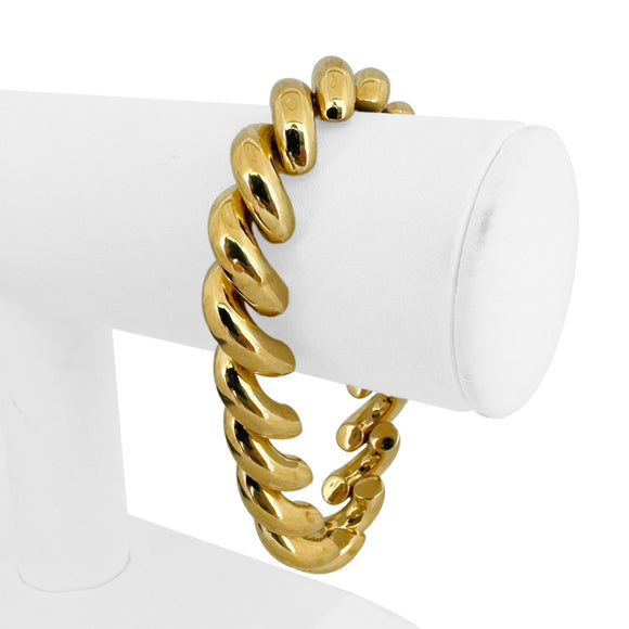 14k Yellow Gold 24.2g Thick Polished 12mm San Marco Link Bracelet 7.75