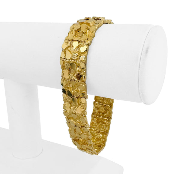 14k Yellow Gold 44.6g Solid Heavy 15mm Chunky Nugget Link Bracelet 8