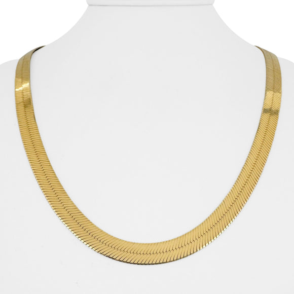 14k Yellow Gold 35.8g Solid Heavy 8mm Herringbone Link Necklace Italy 22