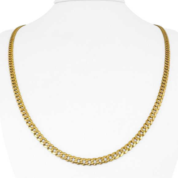 14k Yellow Gold 13.4 Solid Diamond Cut 4mm Curb Link Chain Necklace Italy 23.5