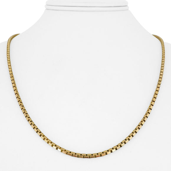14k Yellow Gold 17.8g Solid Vintage 2.5mm Box Link Chain Necklace Italy 20